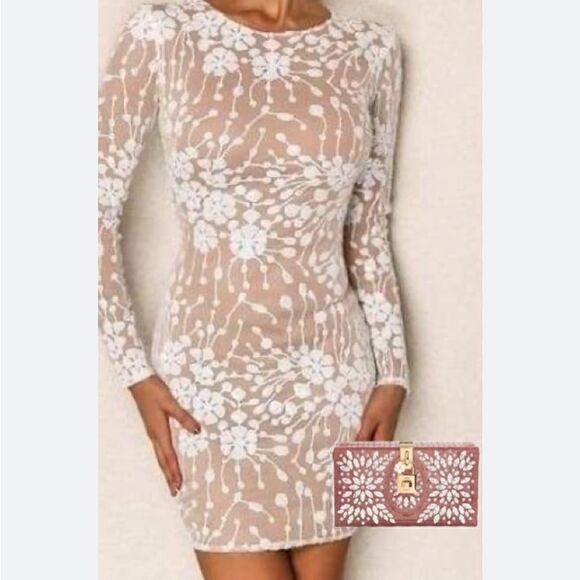CBR Chic/Boutique/Rose NWT Beaded Sequined Naked Dress, Small Taylor Swift vibes - Picture 1 of 14
